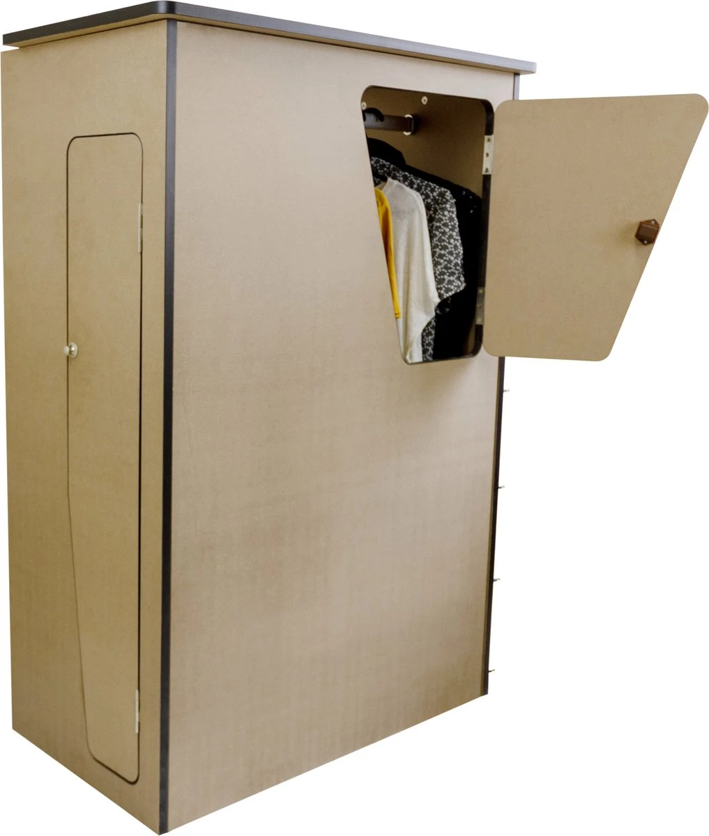 Camper Keuken MDF - Linkerkant EU - Inclusief Kledingstang + Wijnrek - Onbewerkt - Inbouw Kasten Inrichting Kampeerauto Caravan - Afbeelding 7