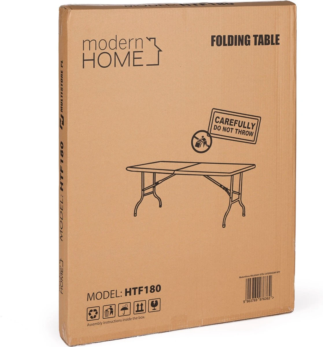 Inklapbare Tafel - Opklaptafel - 180x70x73,5 Cm - Wit - Afbeelding 9