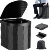 KNGZ Outdoor Gear – Camping Toilet – Nieuw Model – Biologisch Afbreekbare Zakjes – Opvouwbare Camping Toilet Met Deksel – Camping Toilet Hoge Zit – Draagbare WC Emmer Volwassen – Draagbaar Mobiel Potje – Nachtemmer – Opvouwbaar Toilet – Kamperen