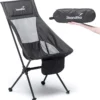 Skandika Campingstoel Compact – Campingstoelen - Campingstoel Tot 150 Kg Belastbaar - Kampeerstoel, Visstoel, Kleine Pakmaat, Opvouwbaar, Stabiel, Licht, Comfortabel Gepolsterd – Draagtas Meegeleverd - Vouwstoel – Zwart