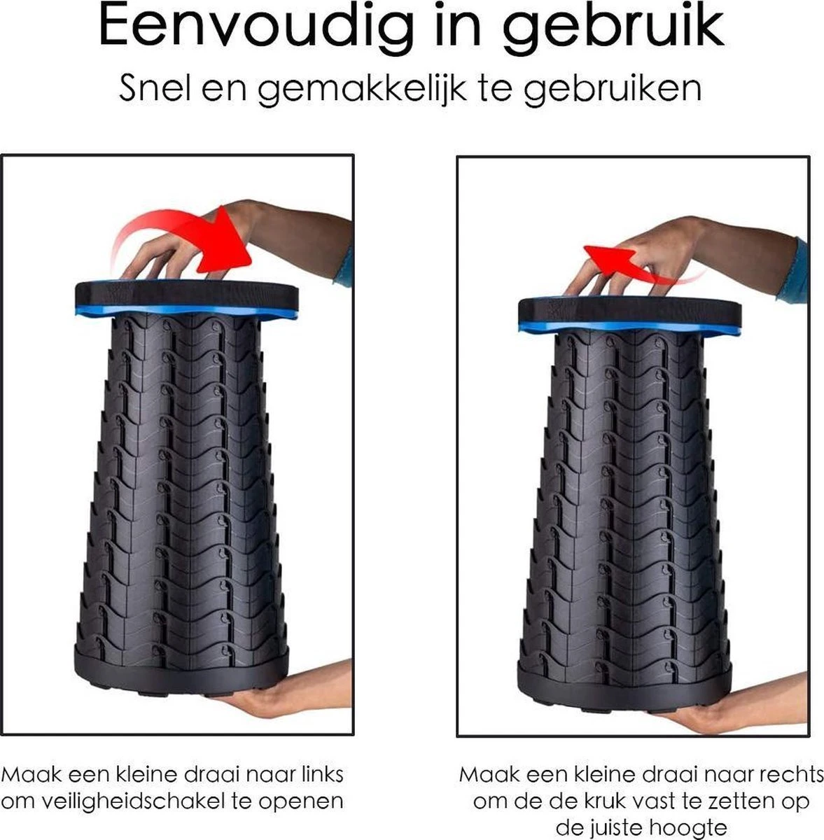 Kampeerkruk - Uitschuifbare Kruk - Military / Groen - Tot 120 Kg - Travel Stool - INCLUSIEF OPBERGZAK - Opvouwbare Campingkruk - Inklapbaar Krukje - Telescopische Kruk - Camping - Outdoor - Afbeelding 2