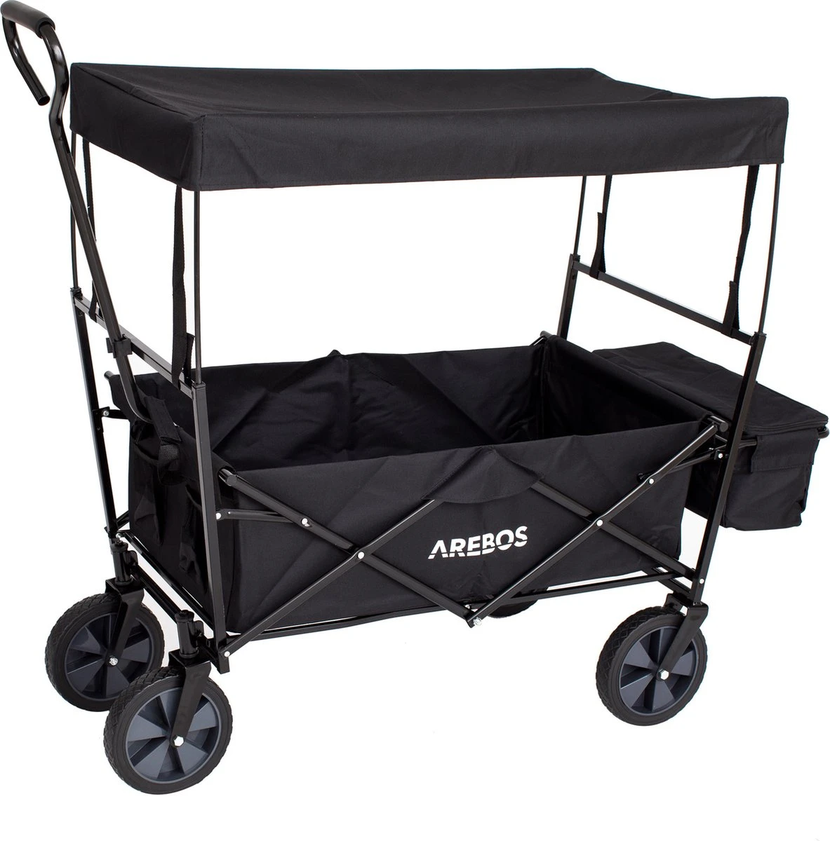 AREBOS Handwagen Vouwbare Dak Handwagen Vouwbare Trolley Uitrustingswagen Zwart - Afbeelding 10