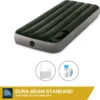 Intex Luchtbed - 1-Persoons - 76 X 191 X 25 Cm - Groen - Met Ingebouwde Voetpomp + Hoeslaken Wit + Reparatieset