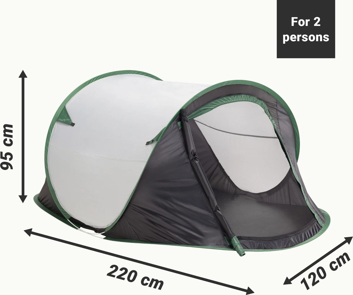 JEMIDI Tweepersoons Pop-up Tent - Opgooitent, Werptent Voor 2 Personen - Ideaal Als Festivaltent Of Kampeertent - Verschillende Kleuren - Afbeelding 4