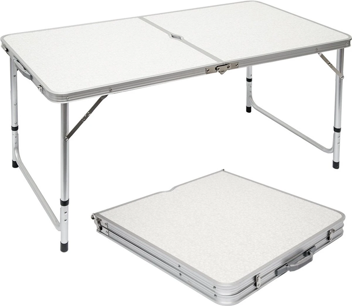 Inklapbare, In Hoogte Verstelbare Campingtafel 120x60x70cm Incl. 4 Inklapbare Krukken Campingtafel S - Afbeelding 2