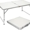 Aluminium Kampeertafel 120x60cm - Campingtafel Inklapbaar - 3-voudig Verstelbare Vouwtafel Grijs