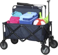 Campart Bolderkar HC-0910 - Opvouwbaar - Bolderwagen Met Stevig Harmonicaframe - Inclusief Opbergtas En Bodemplaat - Blauw