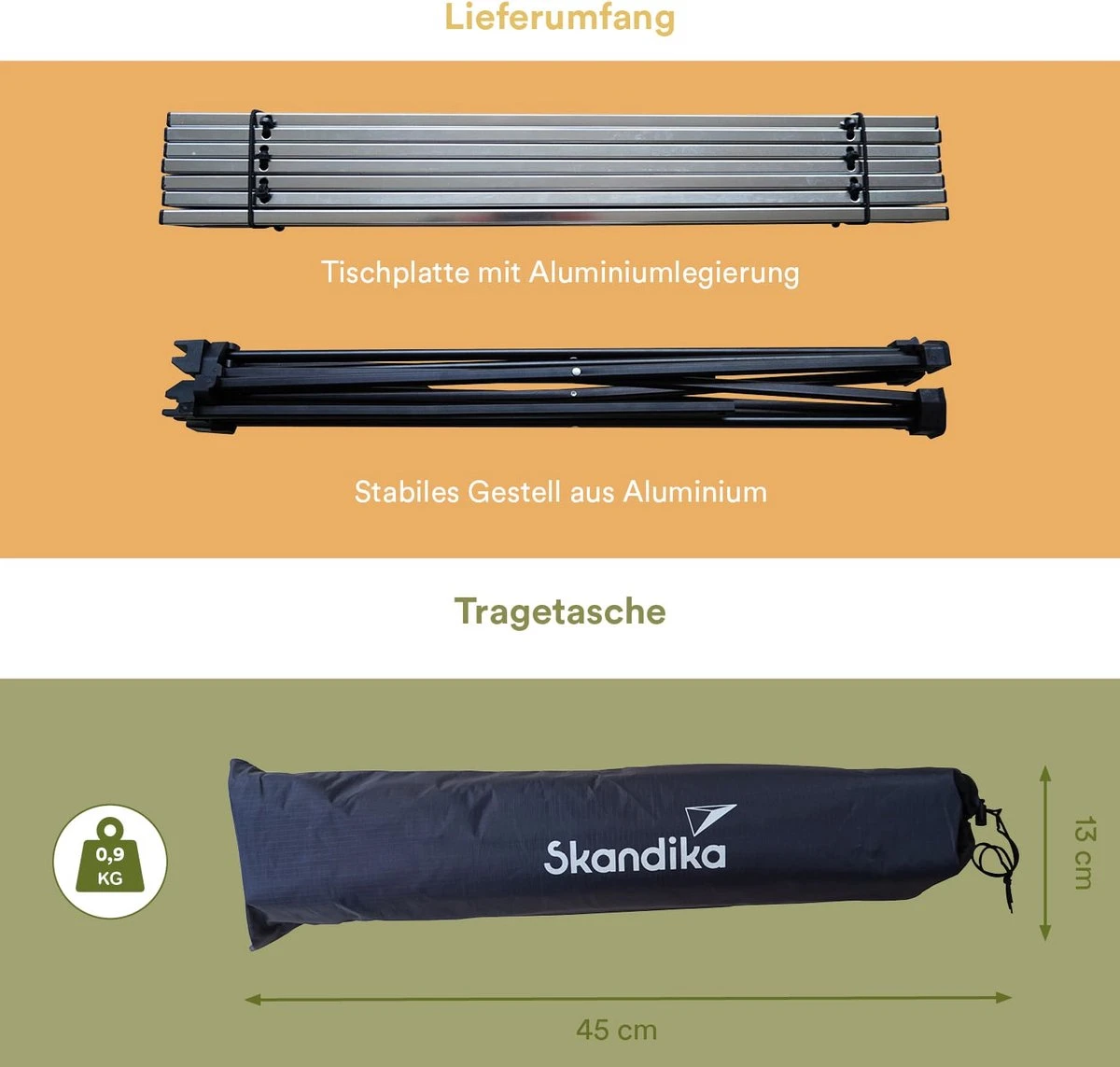 Skandika Ruka S Kleine Campingtafel – Campingtafels - Aluminium Campingtafel, Opvouwbaar, Zeer Licht, Eenvoudig Te Monteren, Stabiele Standaard - Opvouwtafel Voor Kamperen, Tenten Wandelen, Reizen, Thuis, Tuin – Tot Max. 20 Kg. - Grijs - Afbeelding 3