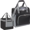Basis Sterke Koeltas Set - 25 + 10 Liter - Lunchtas - Geïsoleerde Koeltassen - Picknicktas - Coolerbag - Zwart