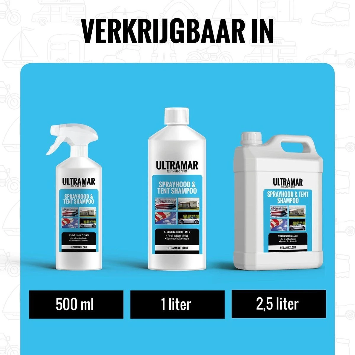 Ultramar - Sprayhood & Tent Shampoo - 1L - Tentdoekreiniger - Voor Bootkap, Tent, Cabriodak, Zonwering - Tentonderhoud - Bootonderhoud - Schoonmaakmiddel - Afbeelding 5