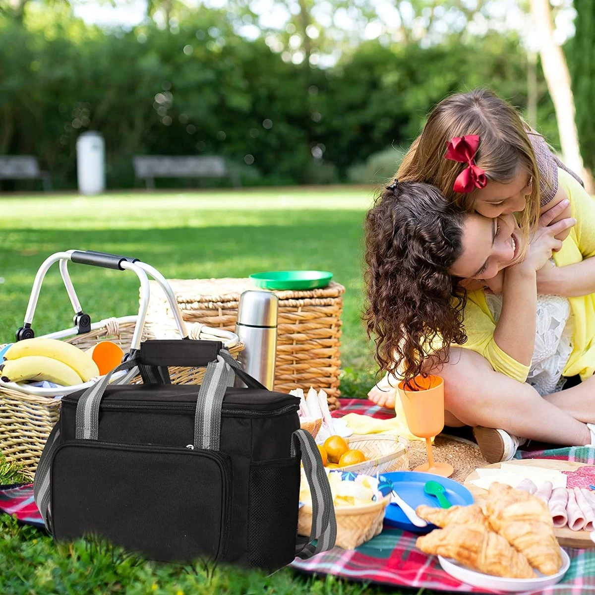 IBright Koeltas Opvouwbaar 15 Liter - 4 Laags Geïsoleerde Lunchtas - Waterdicht - Zwart - Afbeelding 2