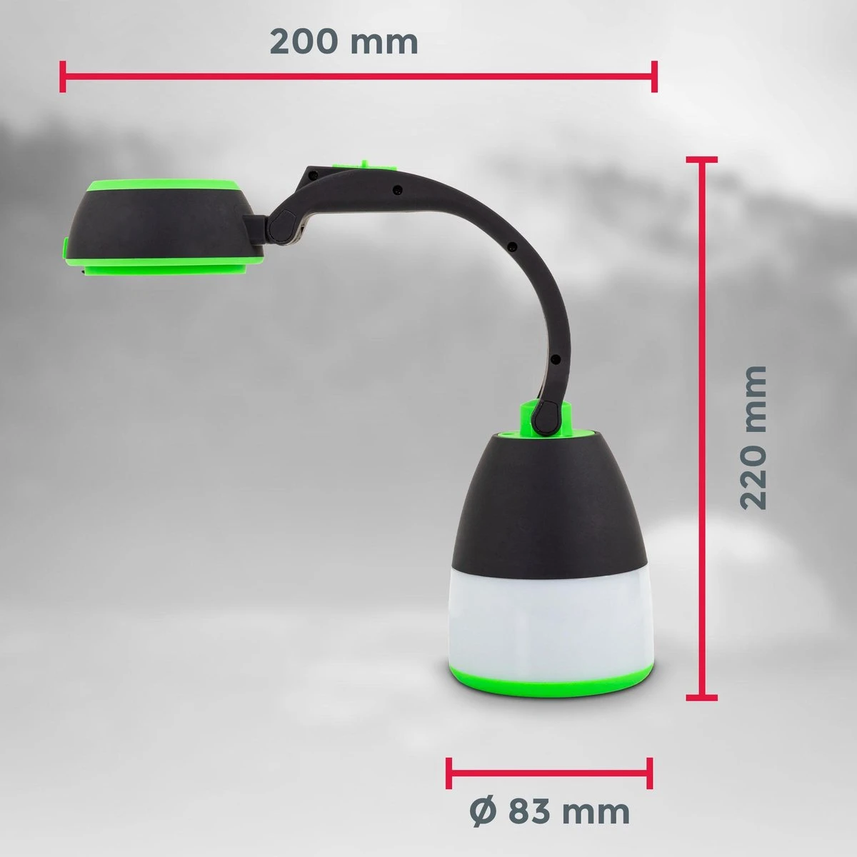 B.K.Licht - LED Kampeerlamp - Zaklamp - 3 In 1 Zaklantaarn Voor Kinderen - Tafellamp - Tentlamp - Opvouwbaar - Zwart Groen - 140 Lumen - IP20 - Afbeelding 8