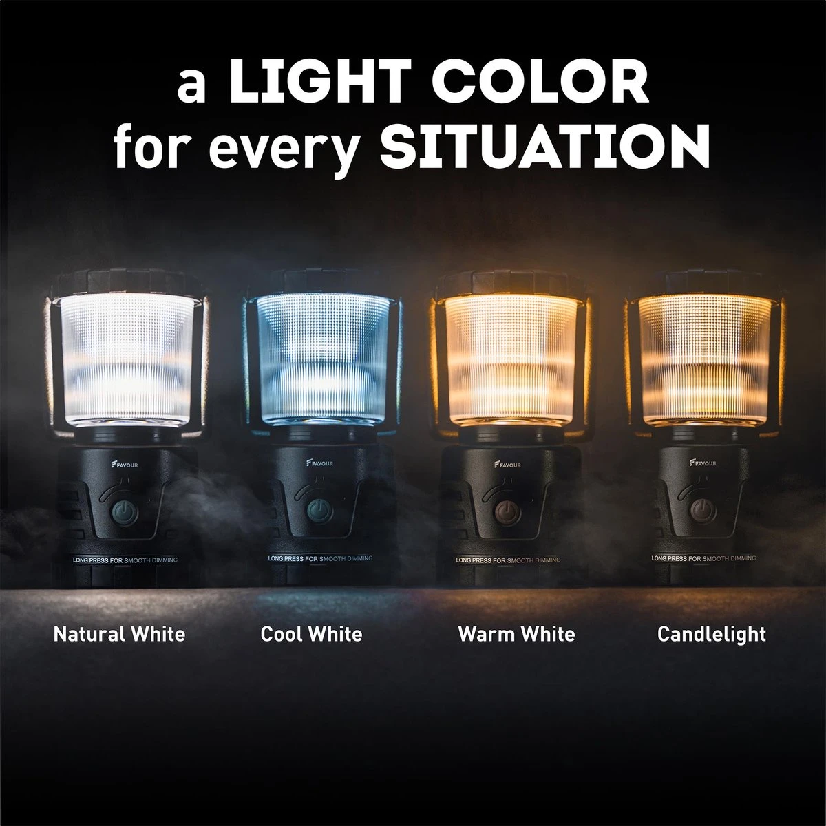 Favour L0434 Camping Lamp LED, 1105 Lumen, IP64, Waterdicht, Draagbare Kampeerlamp, Tentlamp, Schokbestendig, 4 Verschillende Lichtmodi Inclusief Kaarslicht-modus, Afneembaar Deksel & Compact Formaat - Afbeelding 10