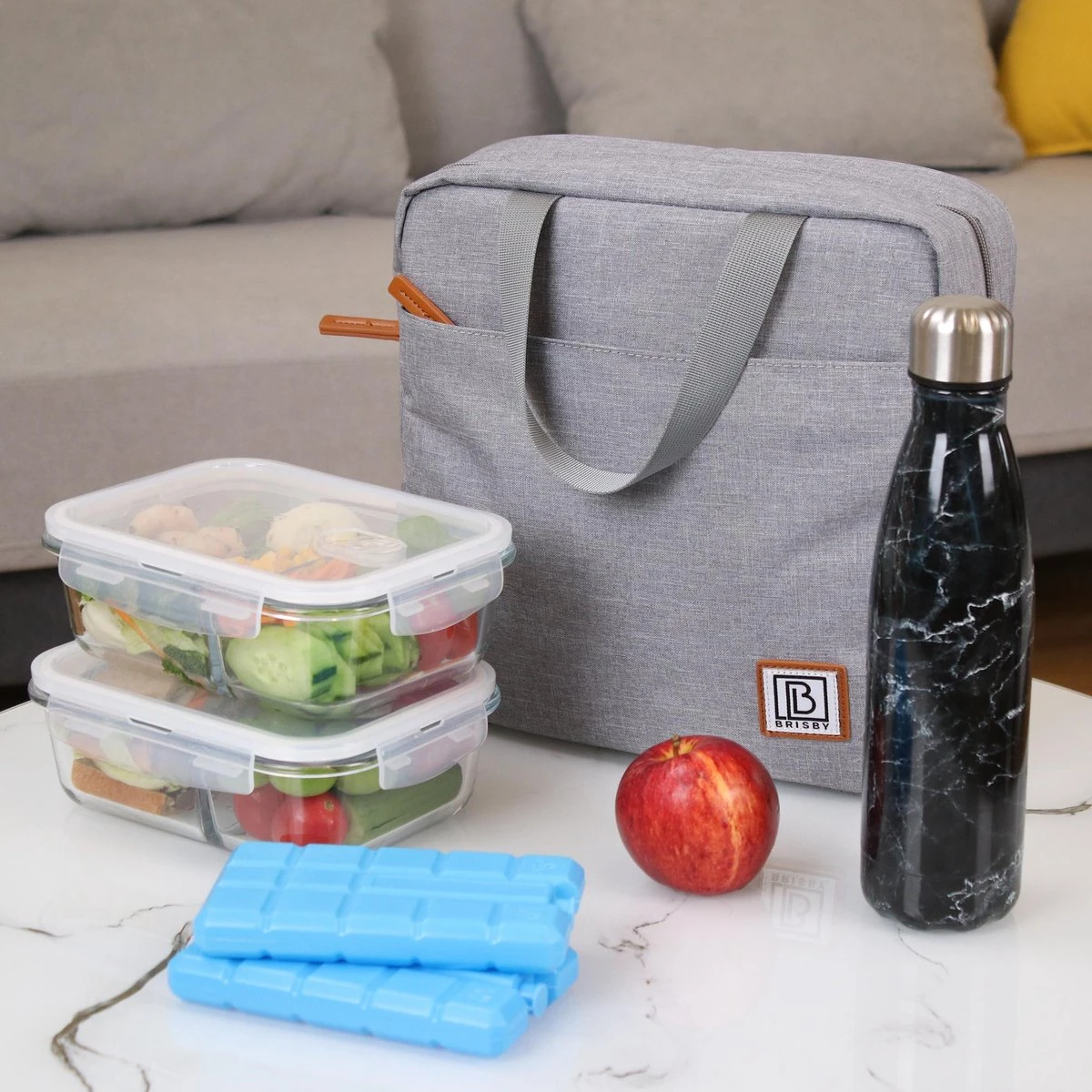 Brisby 4 Laags Geïsoleerde Koeltas - Lunchtas 7 Liter - Lichtgrijs - Afbeelding 4