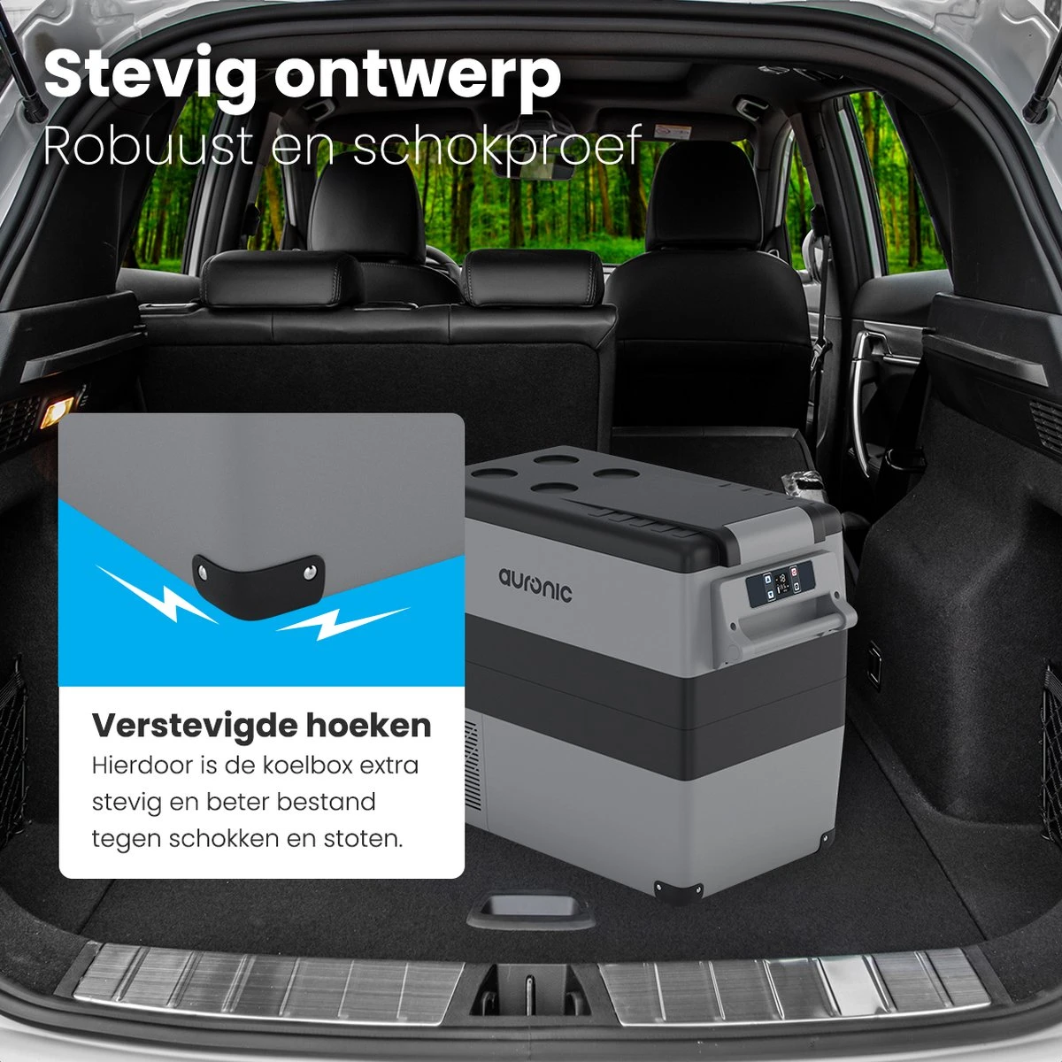 Auronic Elektrische Koelbox - 49.5L - Compressor - 12V En 240V - Grijs - Afbeelding 3