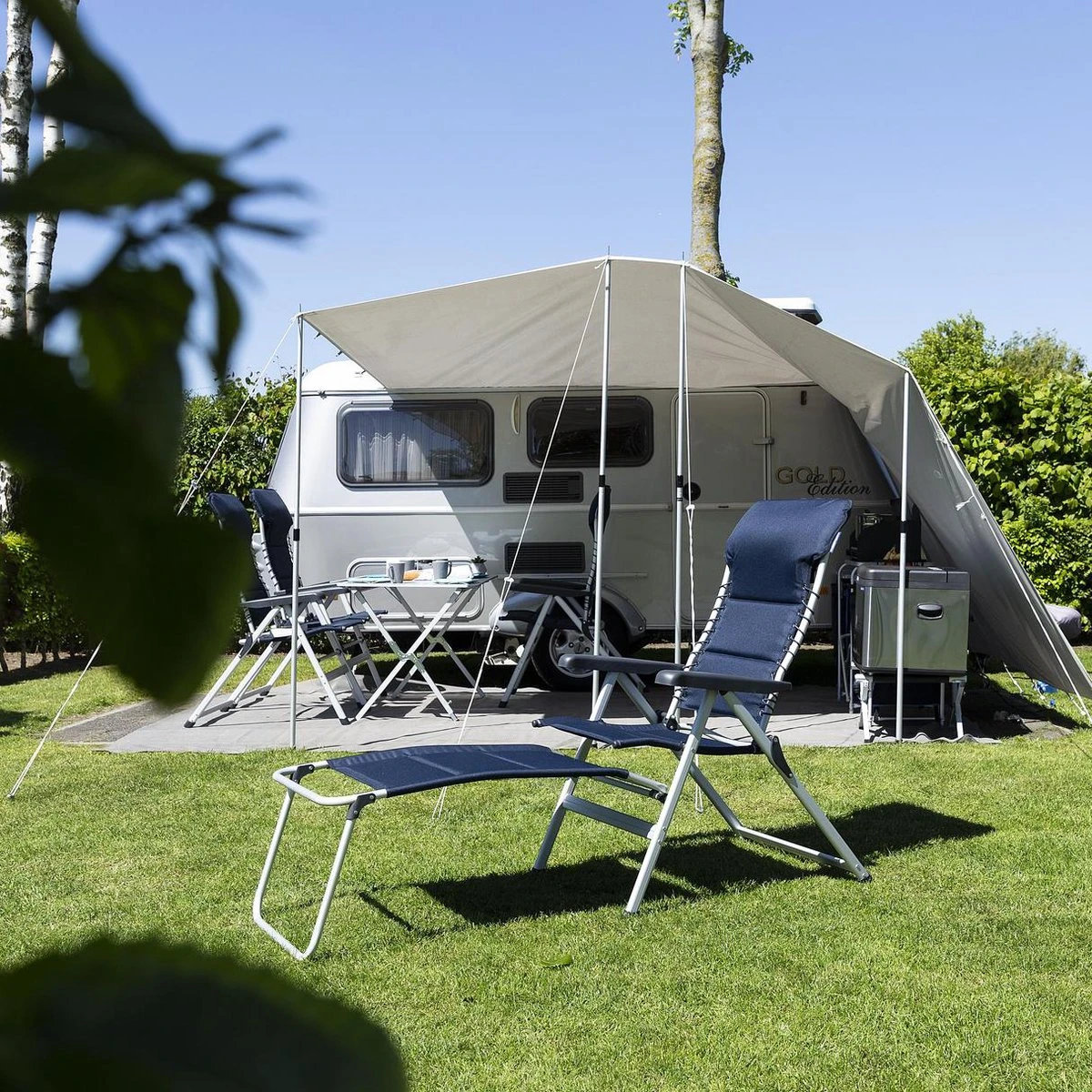 Campart Campingstoel CH-0592 - Opvouwbaar Met Hoofdsteun - 7 Verstelbare Standen - Lichtgewicht - Blauw - Afbeelding 5