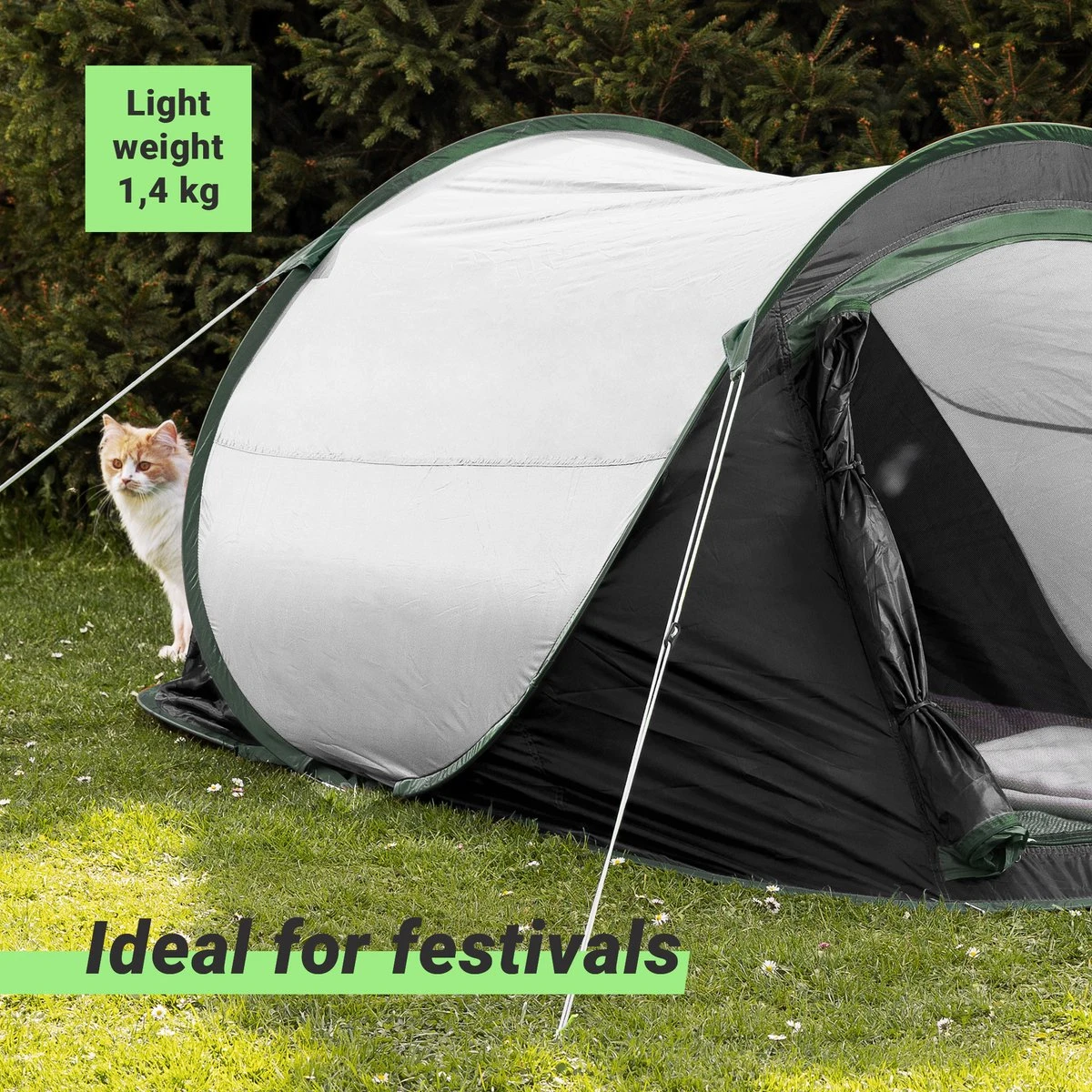 JEMIDI Tweepersoons Pop-up Tent - Opgooitent, Werptent Voor 2 Personen - Ideaal Als Festivaltent Of Kampeertent - Verschillende Kleuren - Afbeelding 8