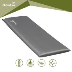 Skandika Easy Single Zelfopblaasbaar Slaapmat – Slaapmat – Slaapmat Zelfopblazend – Logeerbed – Polyester, PVC - Premium Zelfopblazend Luchtbed, Antislip-materiaal, Ideaal Voor Camping – Outdoor, Camping – Kamperen – 196 X 60 X 10 Cm – 3.2kg - Grijs