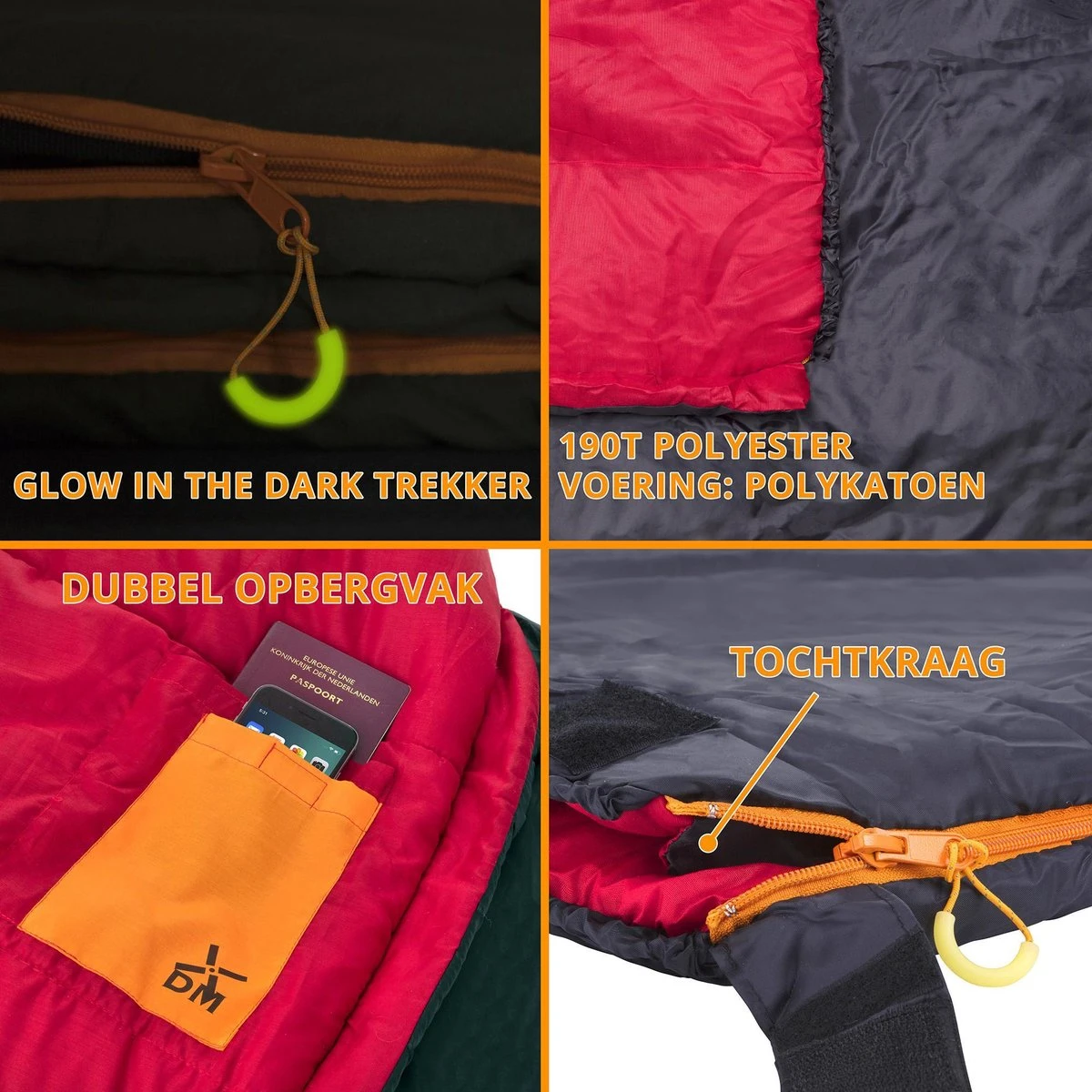 Dutch Mountains Slaapzak Tholen - 200 X 80cm - Aanritsbaar - Slechts 1140 Gram – Polyester - Tochtstrip En Compressiehoes - Afbeelding 4