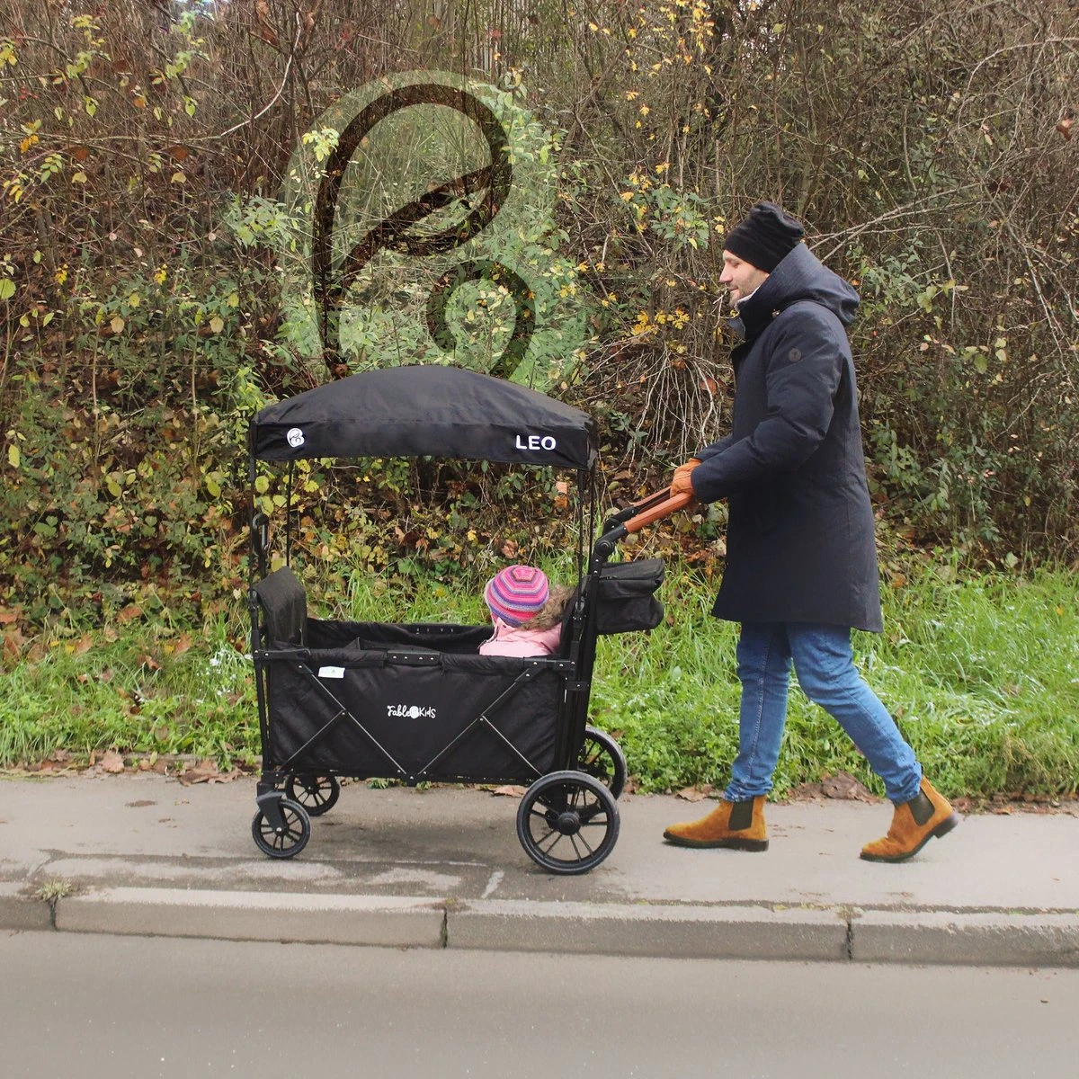 FableKids LEO X4Plus Opvouwbare Wagen Met Dak Fossil Grey - Afbeelding 4