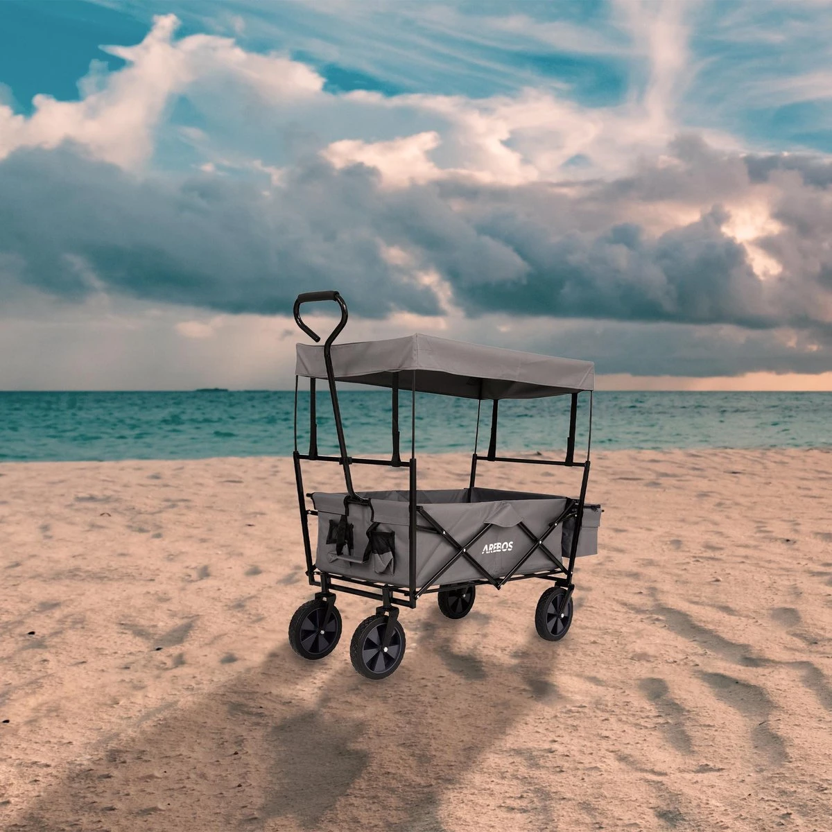 AREBOS Handwagen Vouwbare Dak Handwagen Vouwbare Trolley Uitrustingswagen Grijs - Afbeelding 4