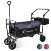 LifeGoods Bolderkar - Opvouwbaar - Tot 120KG - 103L - Extra Draagtas En Duwstang - Wasbaar Polyester - 98x45cm - Zwart/Grijs