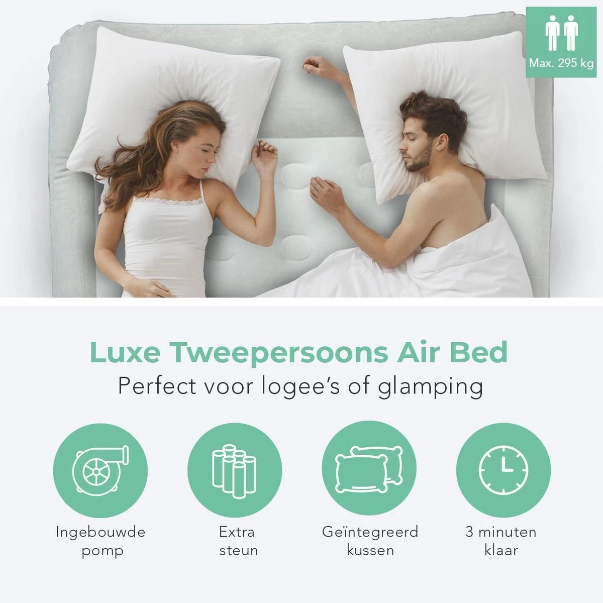 LifeGoods Luchtbed - 2 Persoons - Met Ingebouwde Pomp - Incl. Draagtas En Reparatiekit - Afbeelding 2