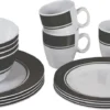 Bo-Camp - Servies - Classic - 16-Delig - Wit/Grijs