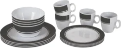 Bo-Camp - Servies - Classic - 16-Delig - Wit/Grijs