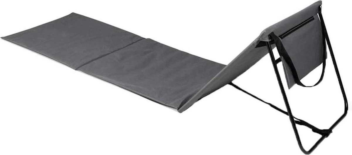 Strandmat Opvouwbaar Met Schouderband - Strandstoel Grijs 145x47x52 - Afbeelding 2