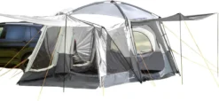 Skandika Pitea XL CROSS Tent – Koepeltenten - Autotent – Campingtent Voor SUV, Caddy, Auto, CUV - Voor Max. 4 Personen – Vrijstaand – Met/zonder Slaapcabine – Max. Stahoogte 230 Cm – 3000mm Waterkolom - 475 X 290 X 230 Cm (LxBxH) – Kamperen - Grijs