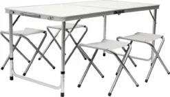 Inklapbare, In Hoogte Verstelbare Campingtafel 120x60x70cm Incl. 4 Inklapbare Krukken Campingtafel S