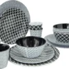 Bo-Camp Servies - Mix & Match - 16 Delig - Zwart/Wit