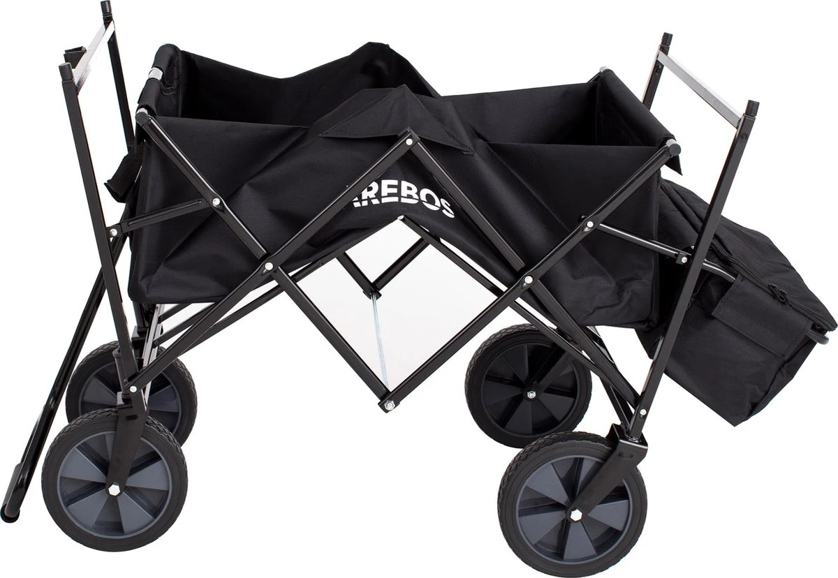 AREBOS Handwagen Vouwbare Dak Handwagen Vouwbare Trolley Uitrustingswagen Zwart - Afbeelding 11