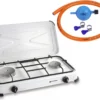 Kemper Gas Kooktoestel - Campingkooktoestel - INCLUSIEF Installatiesetje - Met 2 RVS Branders - 2600W