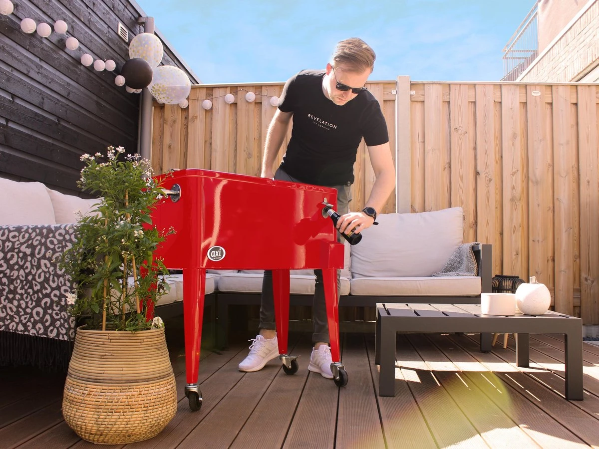 AXI Retro Cooler Rood - Koeler Met Wielen - 76L Inhoud - Koelbox Met Aftapkraan - Afbeelding 13