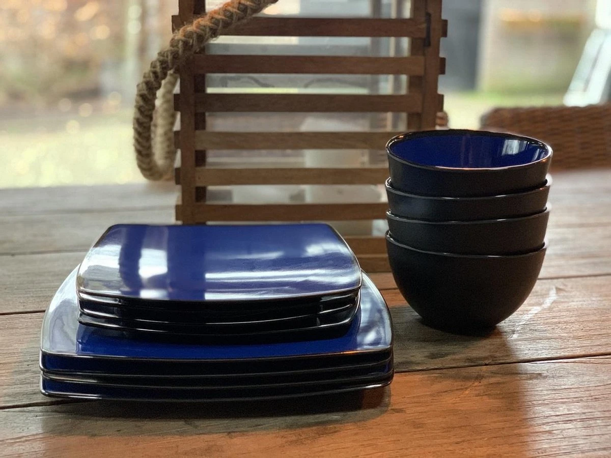 Camping Servies - 12 Delig – 100% Melamine Servies Set – Campingservies – Melamine Servies - Blue Ocean - Afbeelding 3