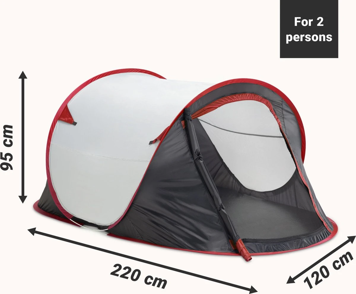 JEMIDI Tweepersoons Pop-up Tent - Opgooitent, Werptent Voor 2 Personen - Ideaal Als Festivaltent Of Kampeertent - Verschillende Kleuren - Afbeelding 9