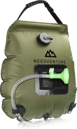 Needventure Solar Douche - Camping Douchezak - Buiten Douche - Tuindouche - Inclusief Thermometer - Waterzak Met Douchekop - 20L - Groen
