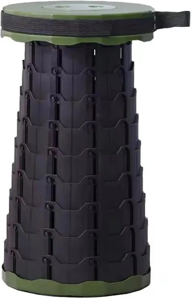 Kampeerkruk - Uitschuifbare Kruk - Military / Groen - Tot 120 Kg - Travel Stool - INCLUSIEF OPBERGZAK - Opvouwbare Campingkruk - Inklapbaar Krukje - Telescopische Kruk - Camping - Outdoor - Afbeelding 4