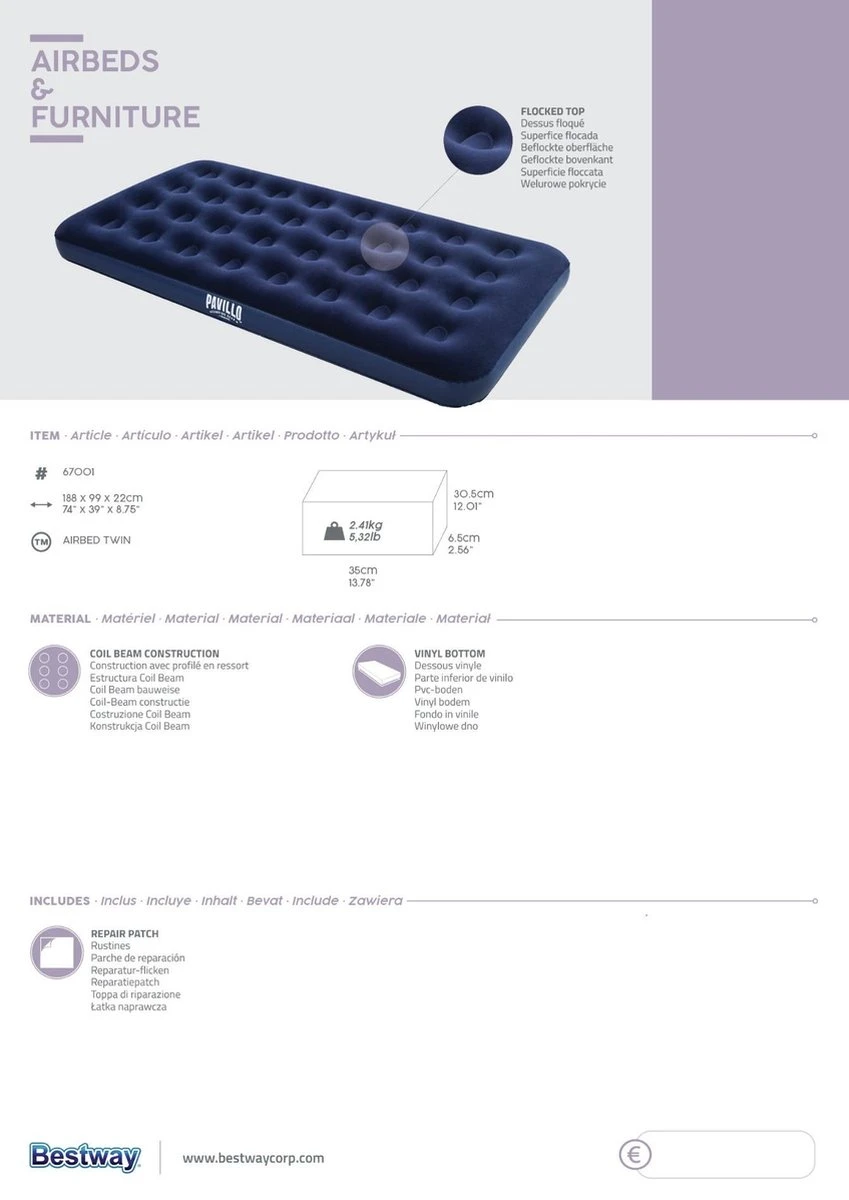Pavillo Twin Luchtbed - 1-Persoons - 188x99x22 Cm - Afbeelding 11
