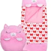 Roze Kat Kinderen Slaapzak -180 Cms |slaapzak Junior | Nappers | Children Sleeping Bag | Kinderen Slaapzak | Super Soft 2 In 1 Fun Pillow &Sleepy For Boys | Roze Kat Slaapzak | Zachte Slaapzak | Knuffel Slaapzak | 2 In 1 Slaapzak | Kinderen