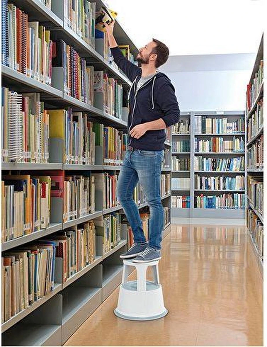 Wedo - Rollhocker, Metalen Opstapkrukje - Lichtgrijs - Afbeelding 2